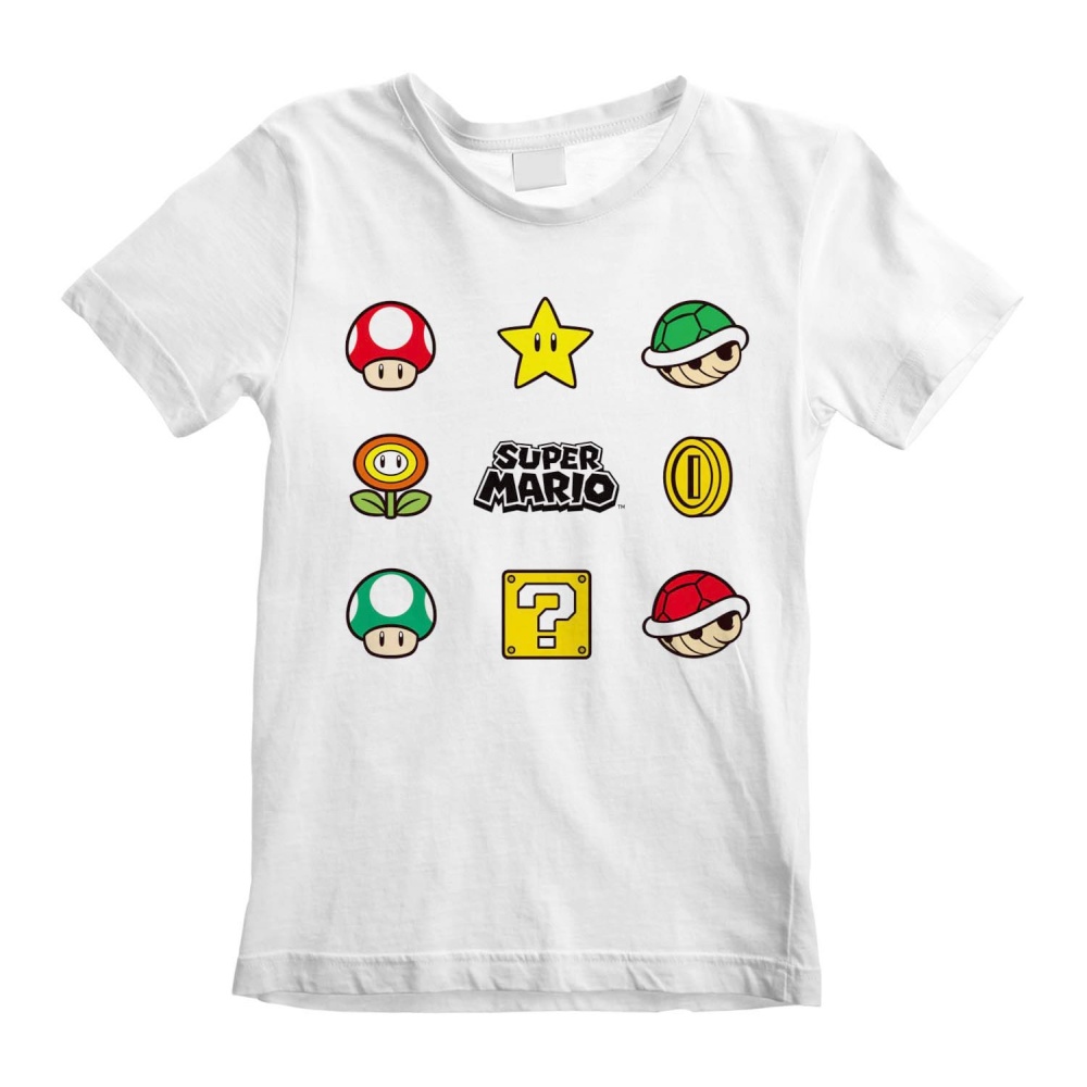 Nintendo Super Mario - Items Kids T-shirt - White